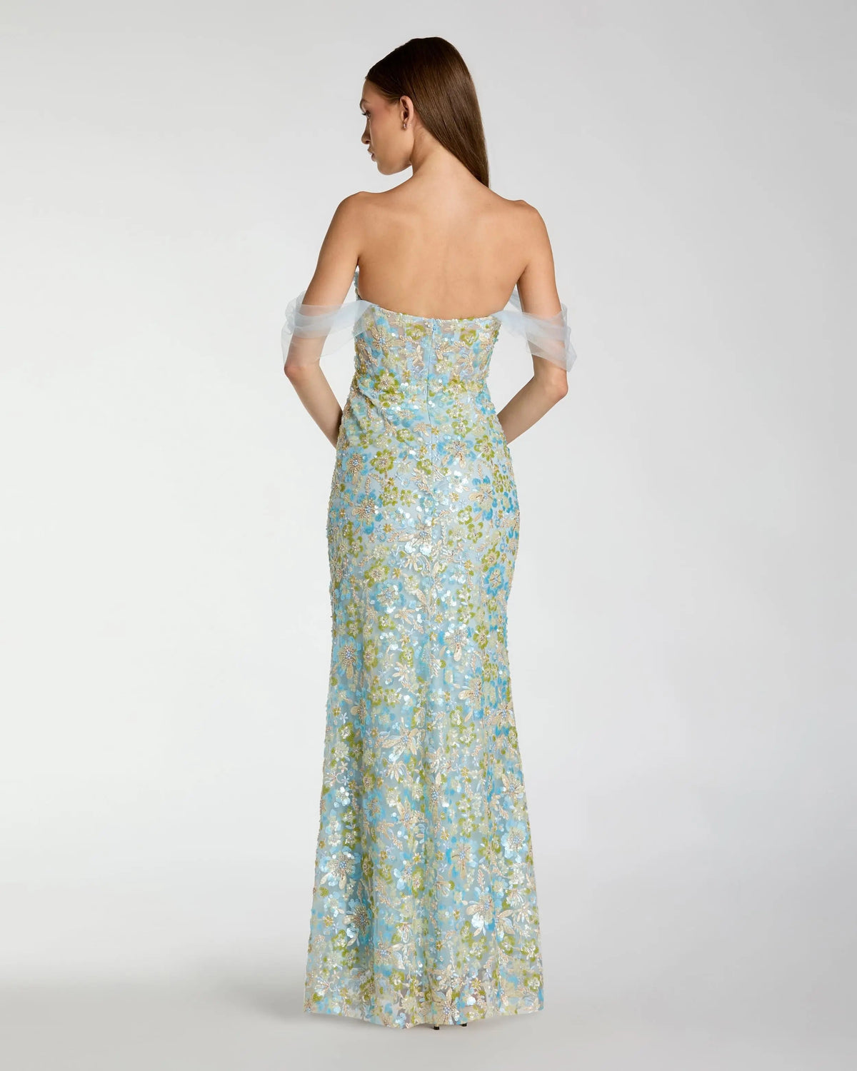 Blue Embellished Sweetheart Corset Trumpet Gown
