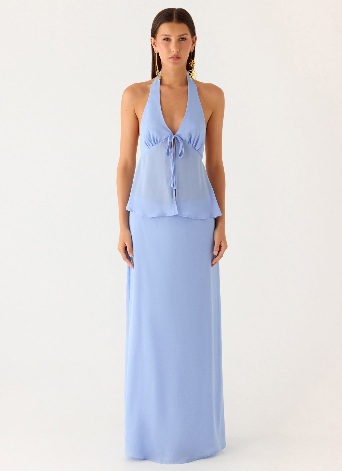 Ashlea Tie Front Top - Periwinkle