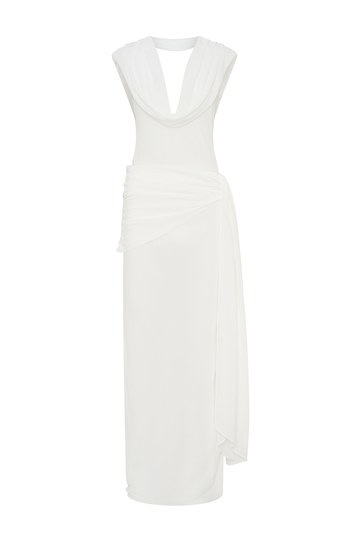 Giulia Chiffon Draped Maxi Dress - White