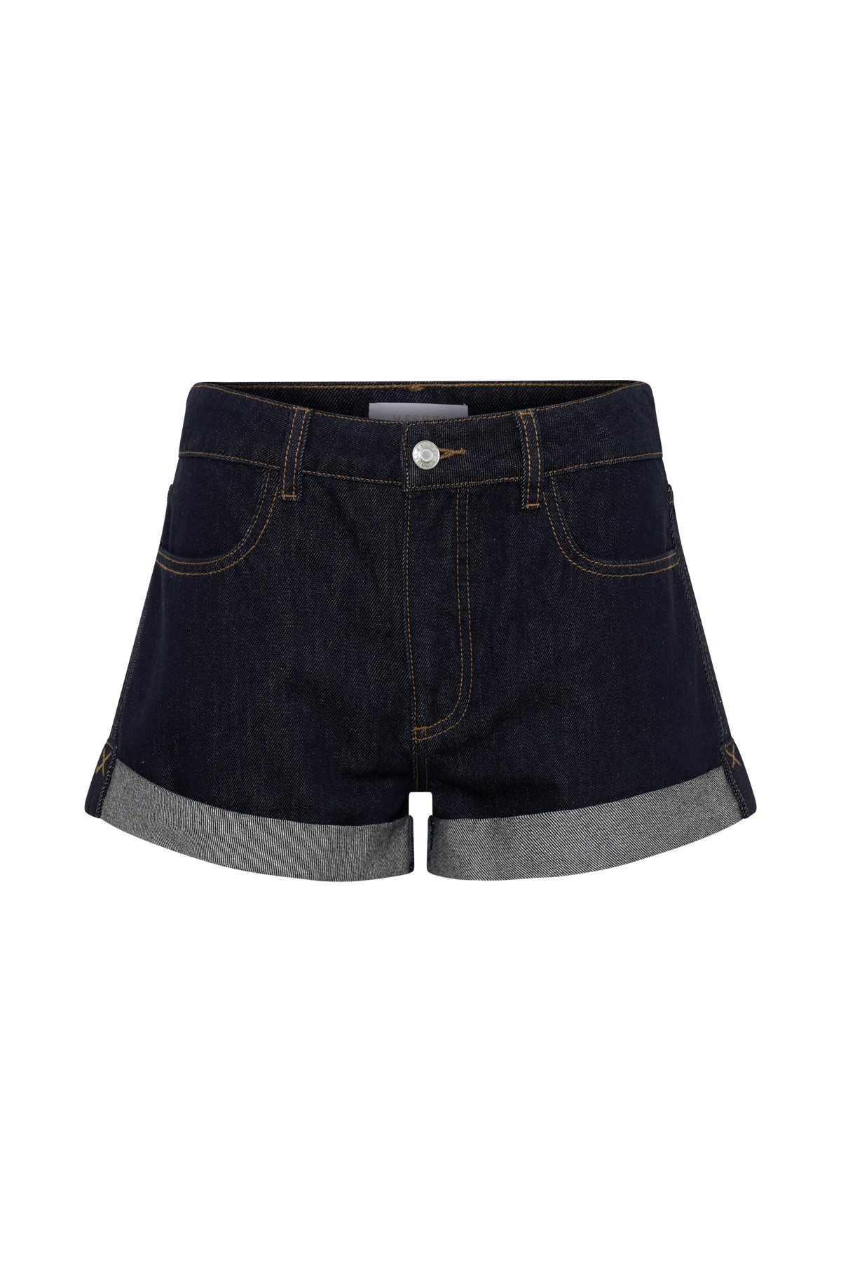 Krissy Rolled Hem Denim Shorts - Washed Indigo Blue