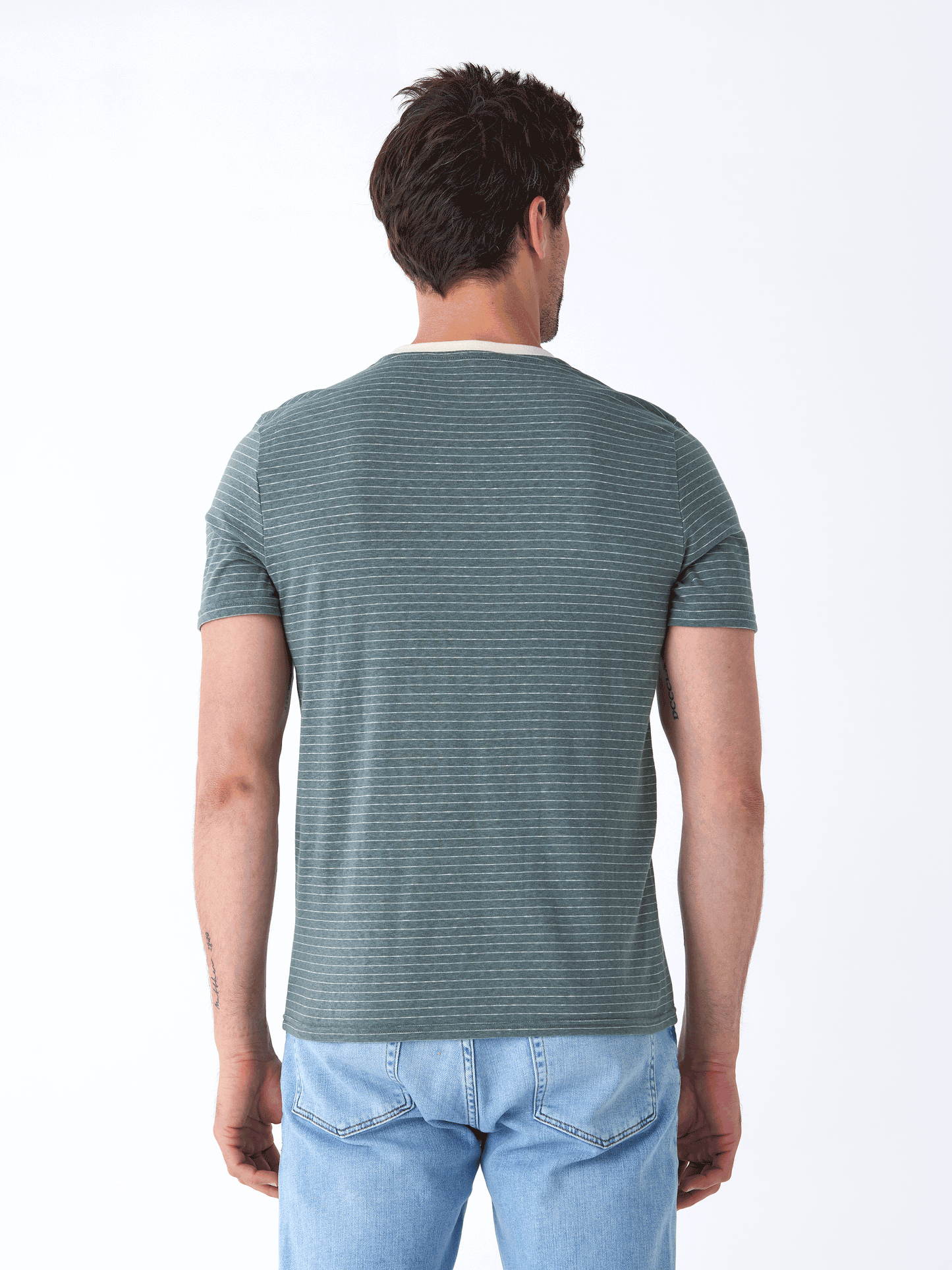 Stripe Triblend Jersey Crew Tee