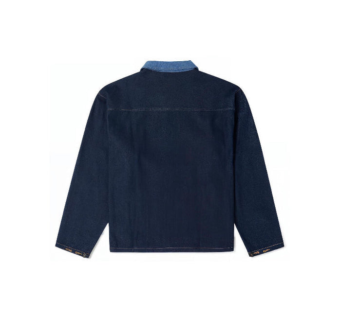 Converse One Star denim jacket dark navy back view with yoke seams and collar