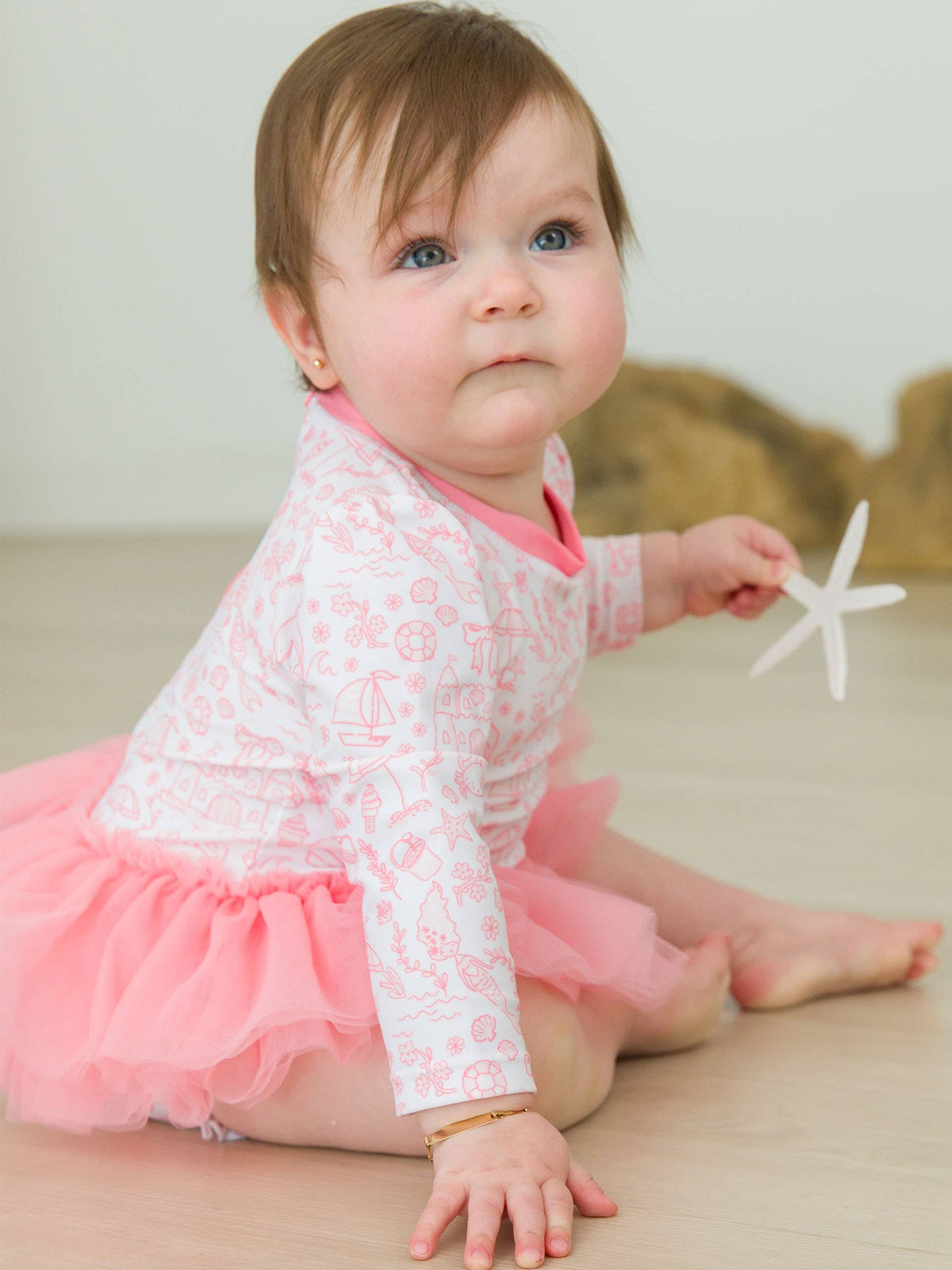 Baby Girls By the Seaside Tulle Skirted One Piece Rash Guard