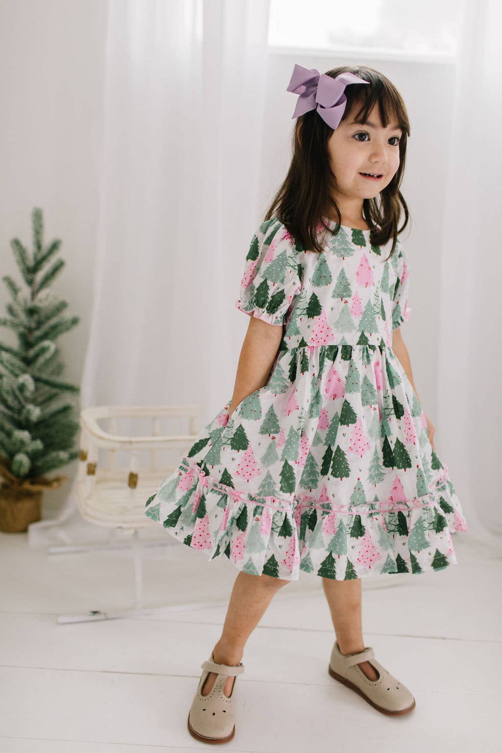 Aura Poplin Dress in Christmas Tree