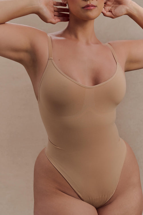 Alyssa Backless Shapewear Bodysuit - Beige