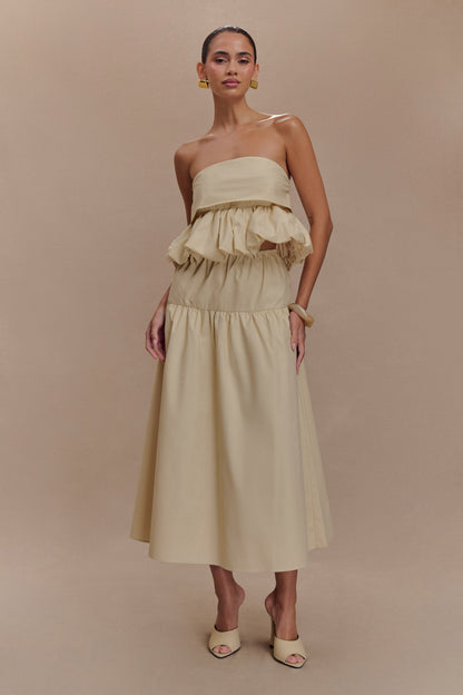 Amirah Strapless Bubble Crop Top - Nude