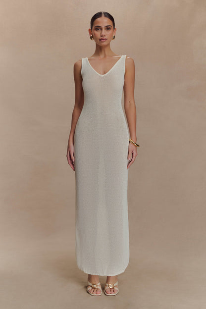 Ari Tape Yarn Knit Maxi Dress - White