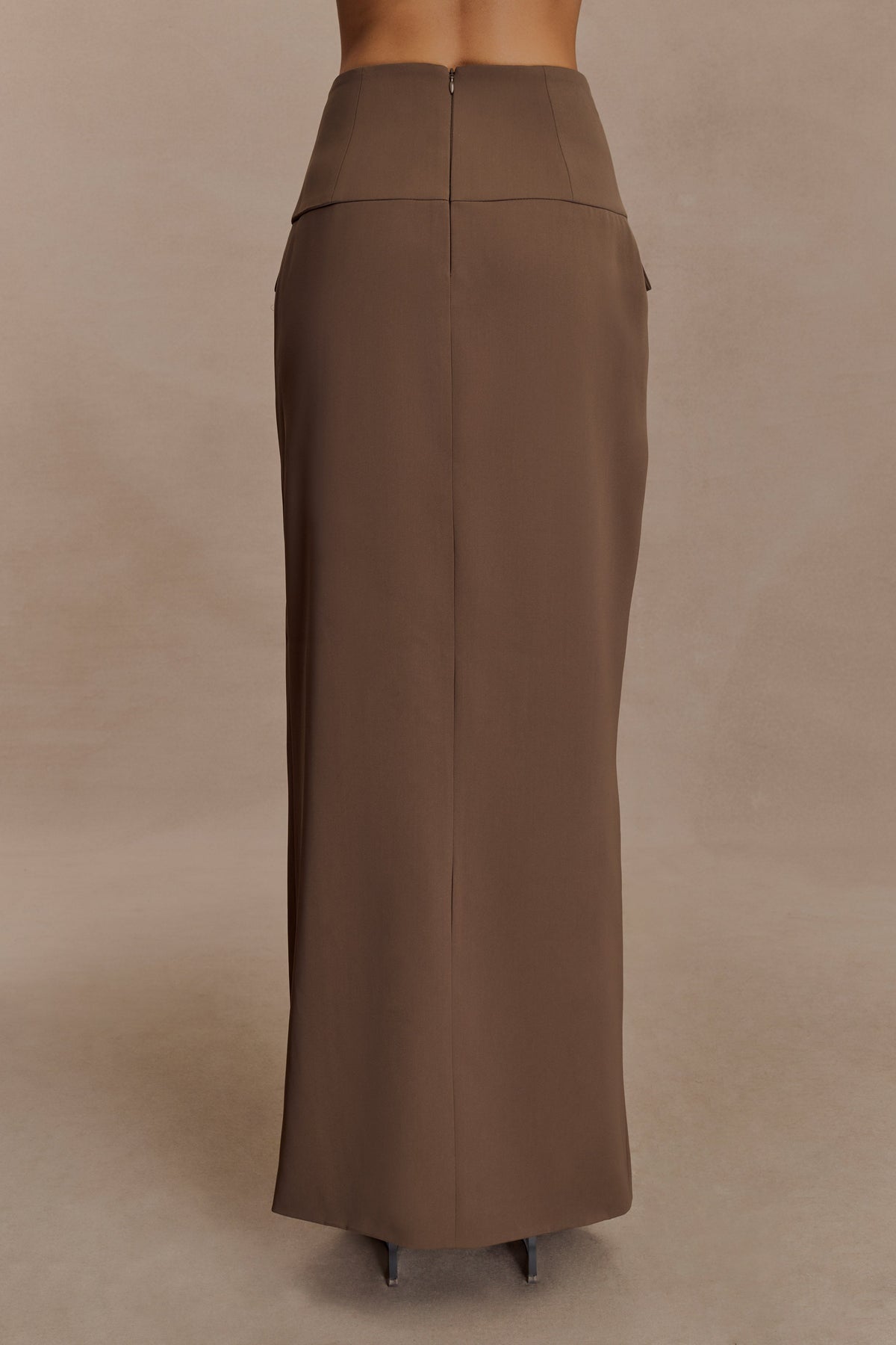Cassie Column Maxi Skirt - Cacao Brown