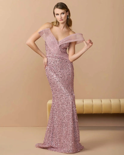 Embellished Strapless Gown with Sculptural Drape