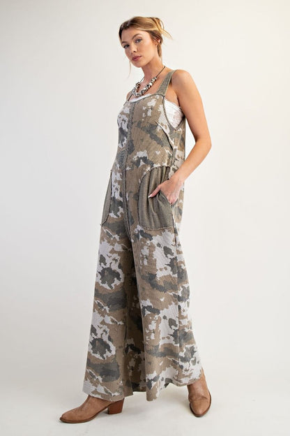 Camo Printed waffle overalls