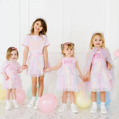 Birthday Girl Fairy Dust Short Sleeve Tutu Dress