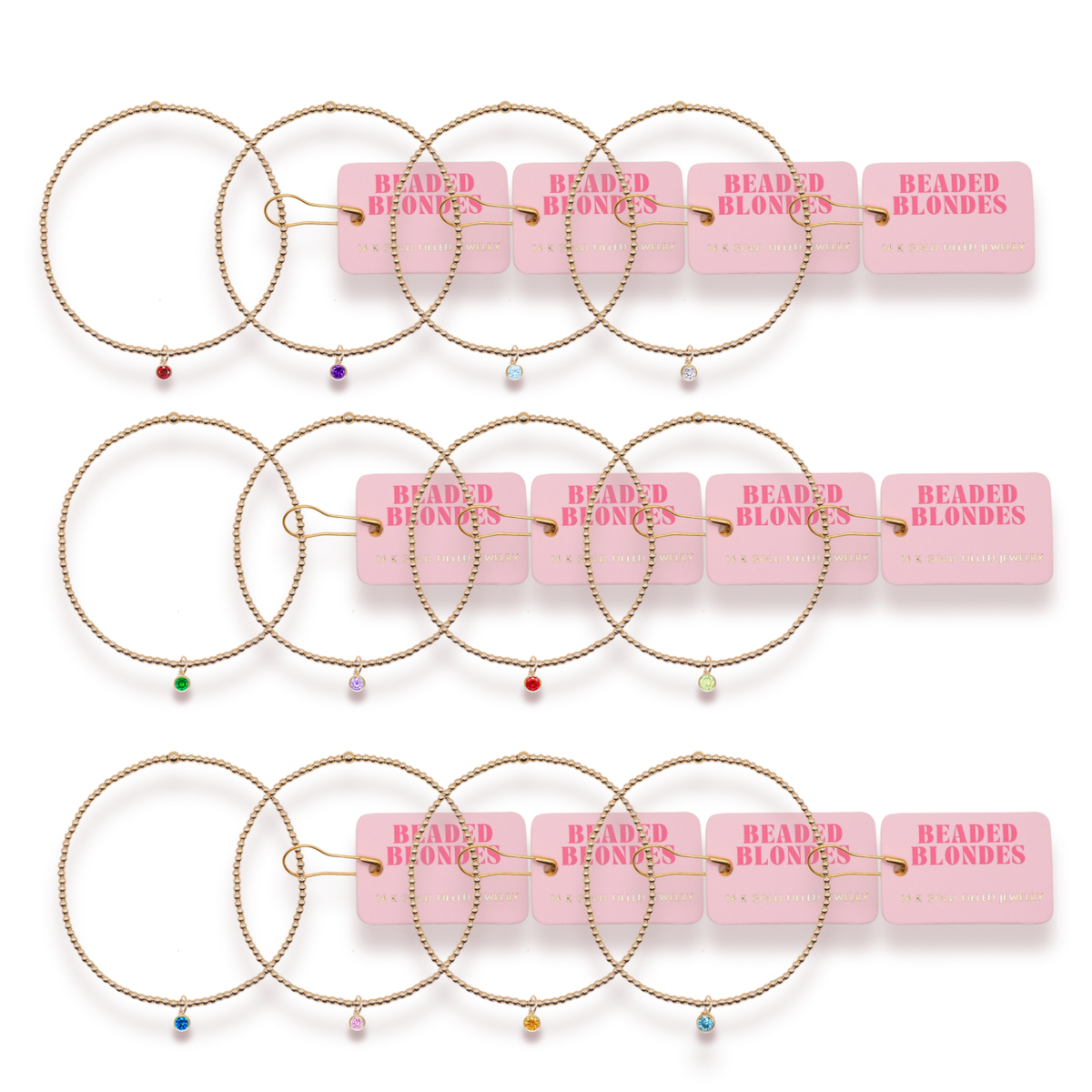 Birthstone Charm Bracelets: Extended 7.25 inch