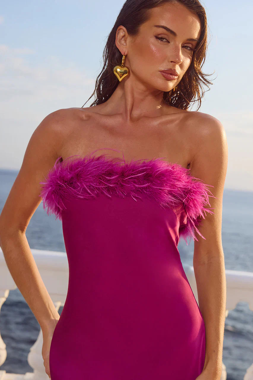 ARIANA STRAPLESS MAXI DRESS  - PLUM