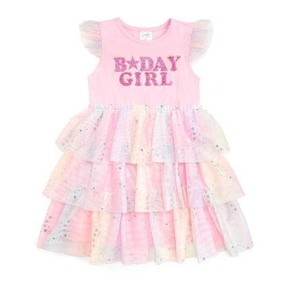 Birthday Girl Fairy Dust Short Sleeve Tutu Dress