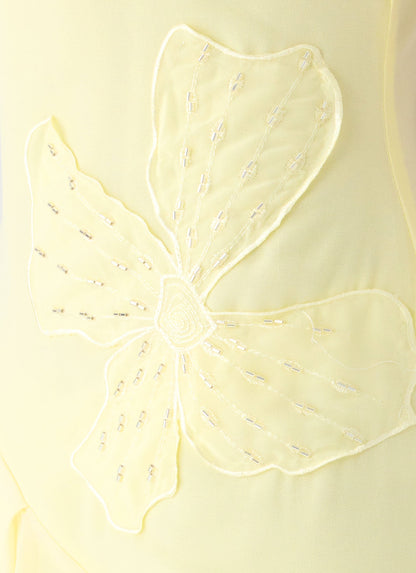 Aysha Beaded Flower Midi Dress - Yellow