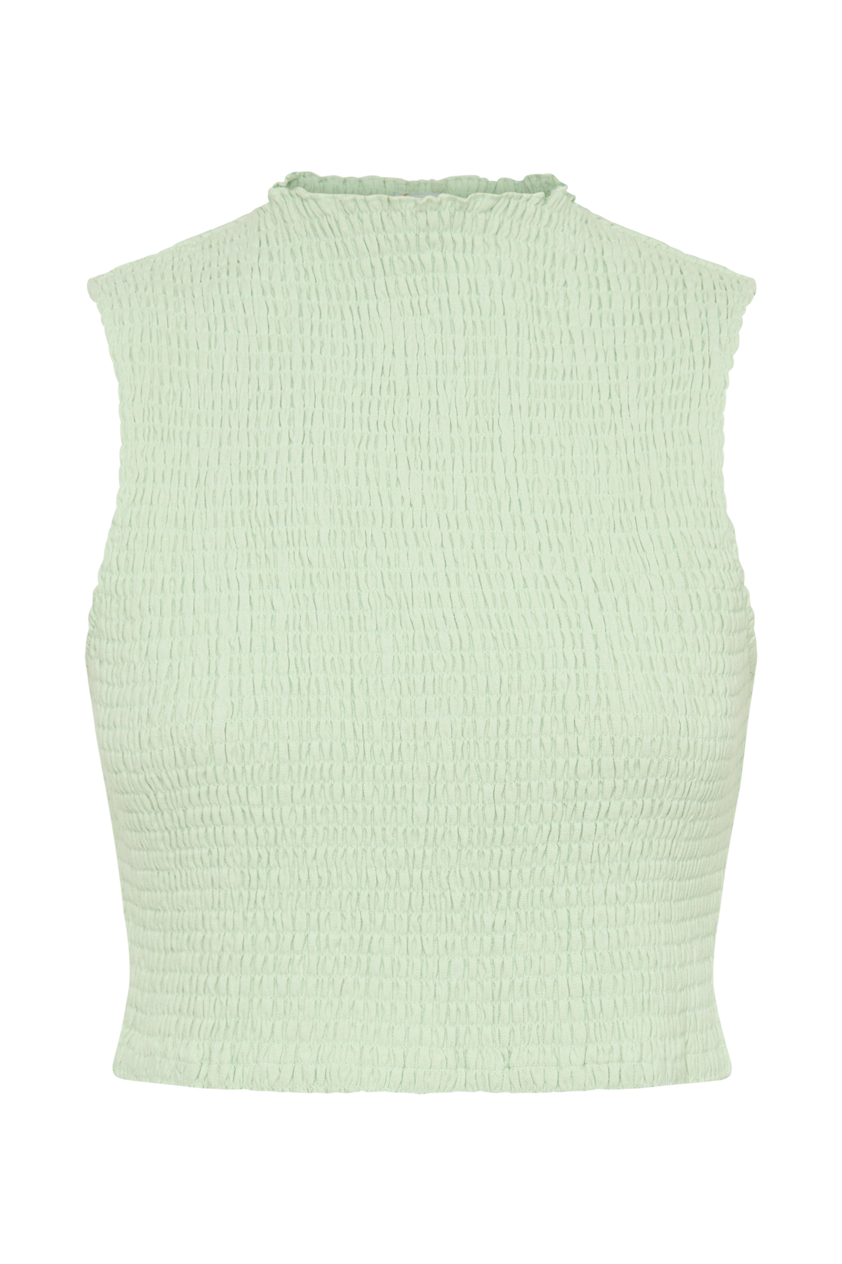 Emanuelle Sleeveless Linen Shirring Top - Mint