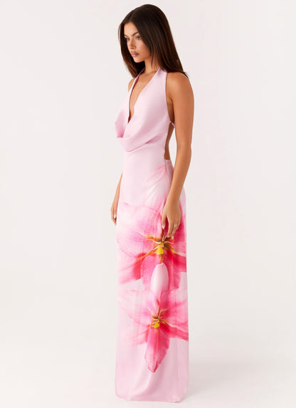 Bryony Cowl Maxi Dress - Pink