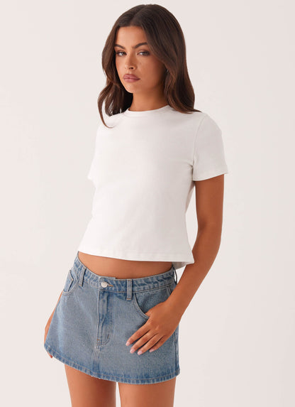 Carrie Denim Mini Skirt - Washed Indigo