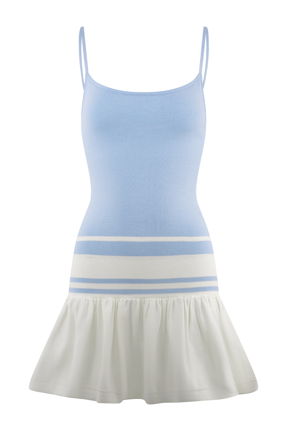 Ellison Contrast Knit Mini Dress - Blue/White