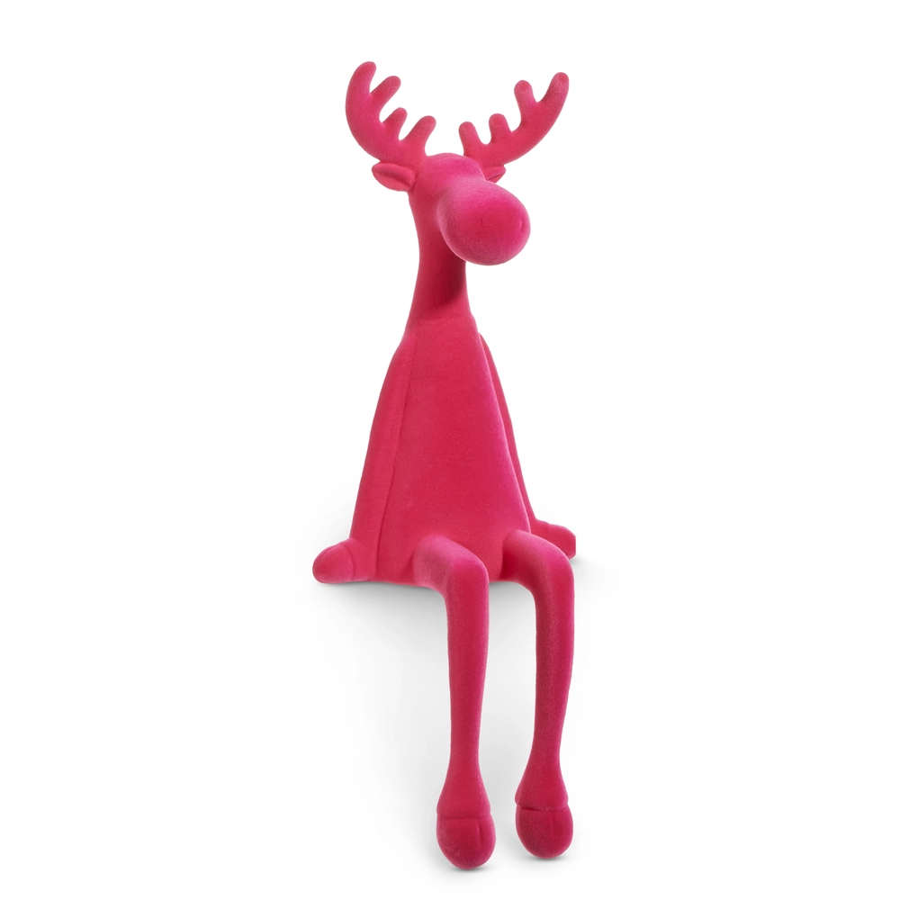 19” hot pink flocked sitting moose