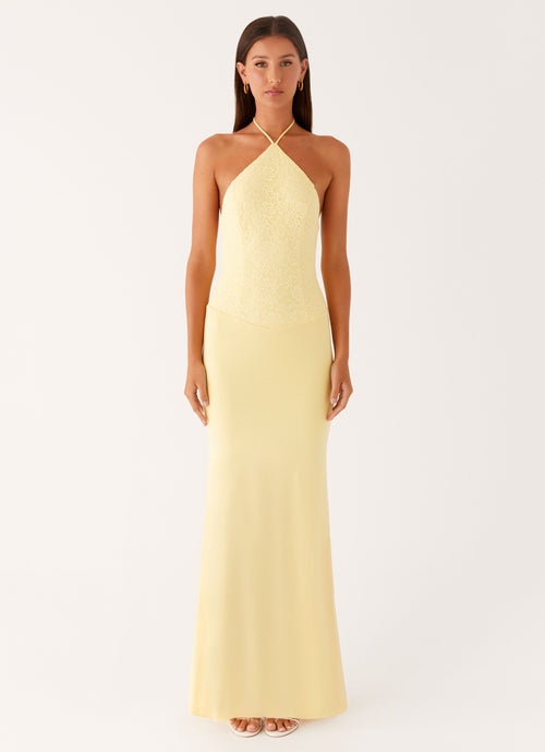 Fiesta Halter Maxi Dress - Sunny Yellow