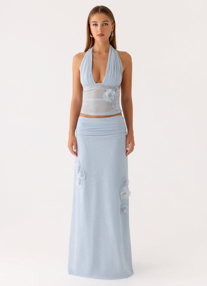 Fleur Power Halter Top - Blue