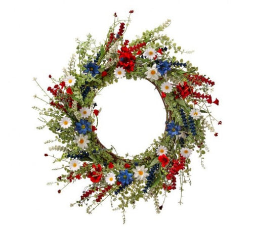 24” Geranium/daisy/astilbe wreath