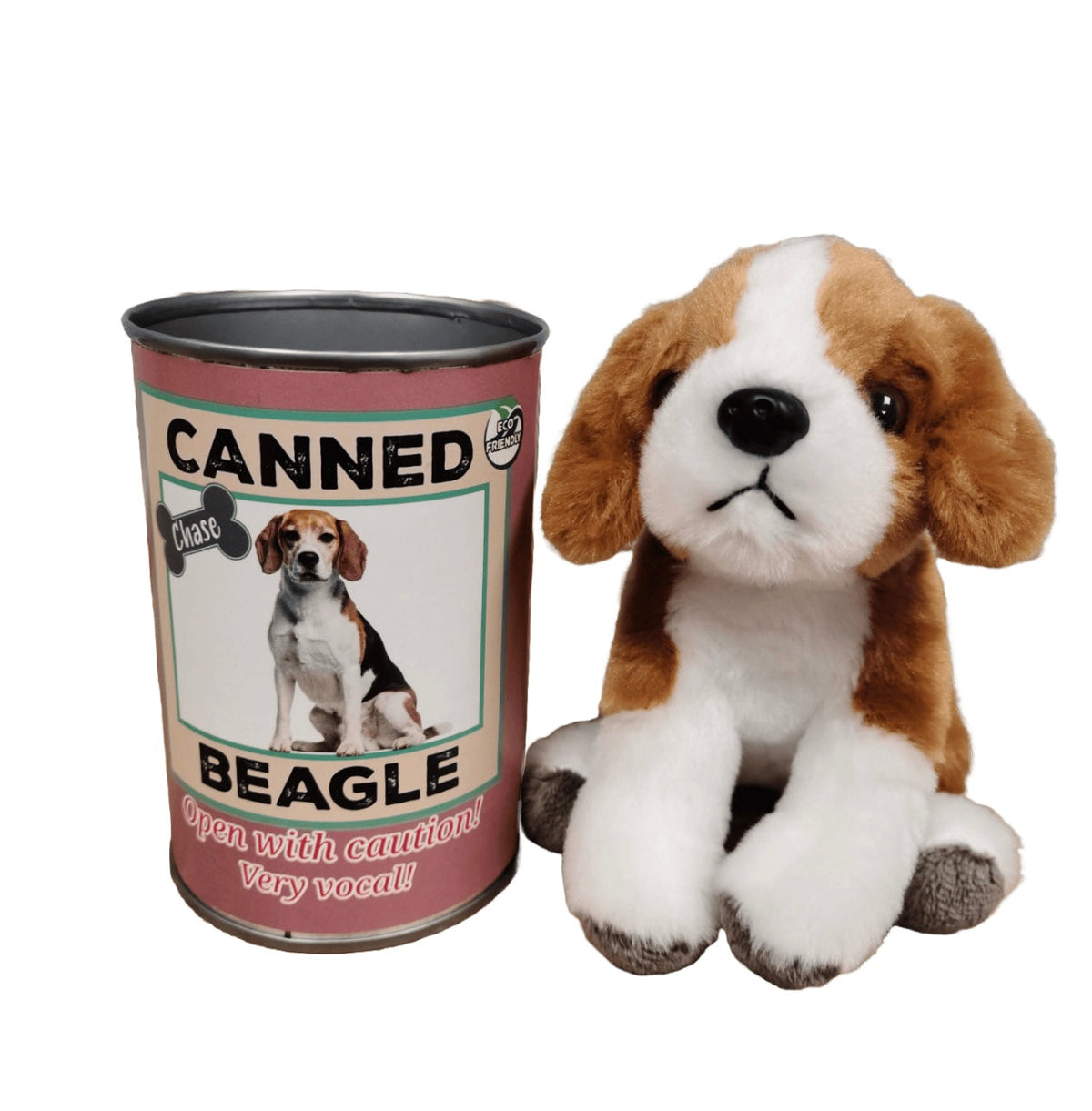 Canned plush animale