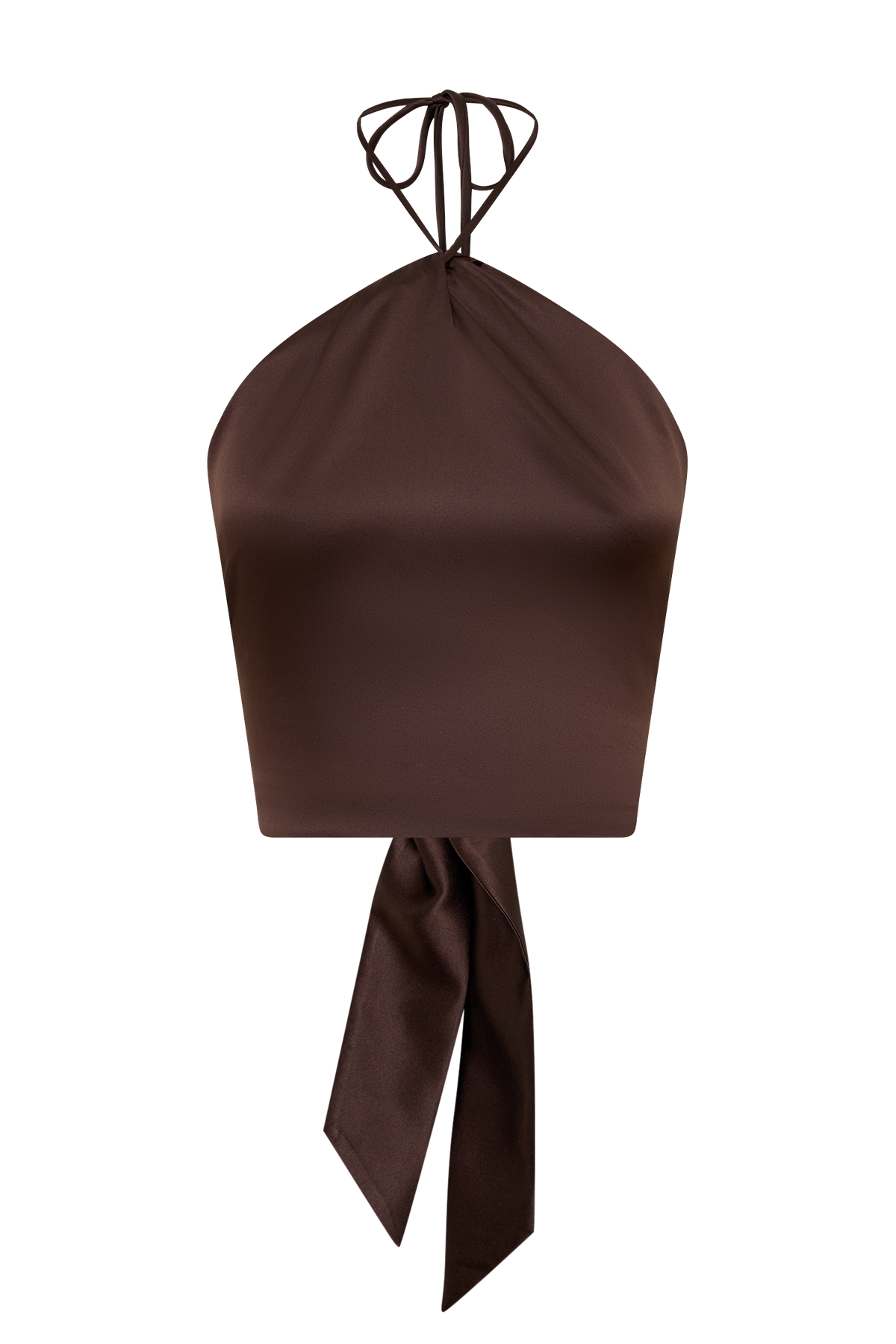 Mariana Halter Silk Blend Sleeveless Top - Dark Chocolate