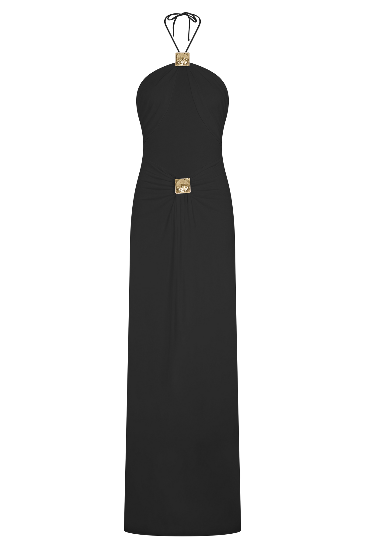 Quincy Halter Maxi Dress With Hardware - Black