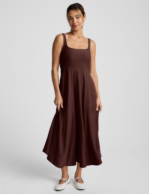 Featherweight At The Ready Square Neck Midi Dress