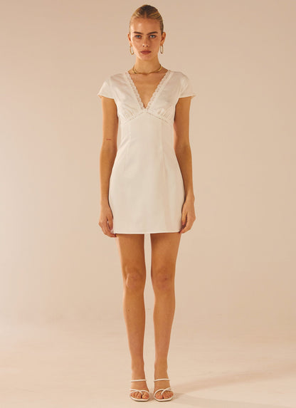 French Oasis Mini Dress - White Rose