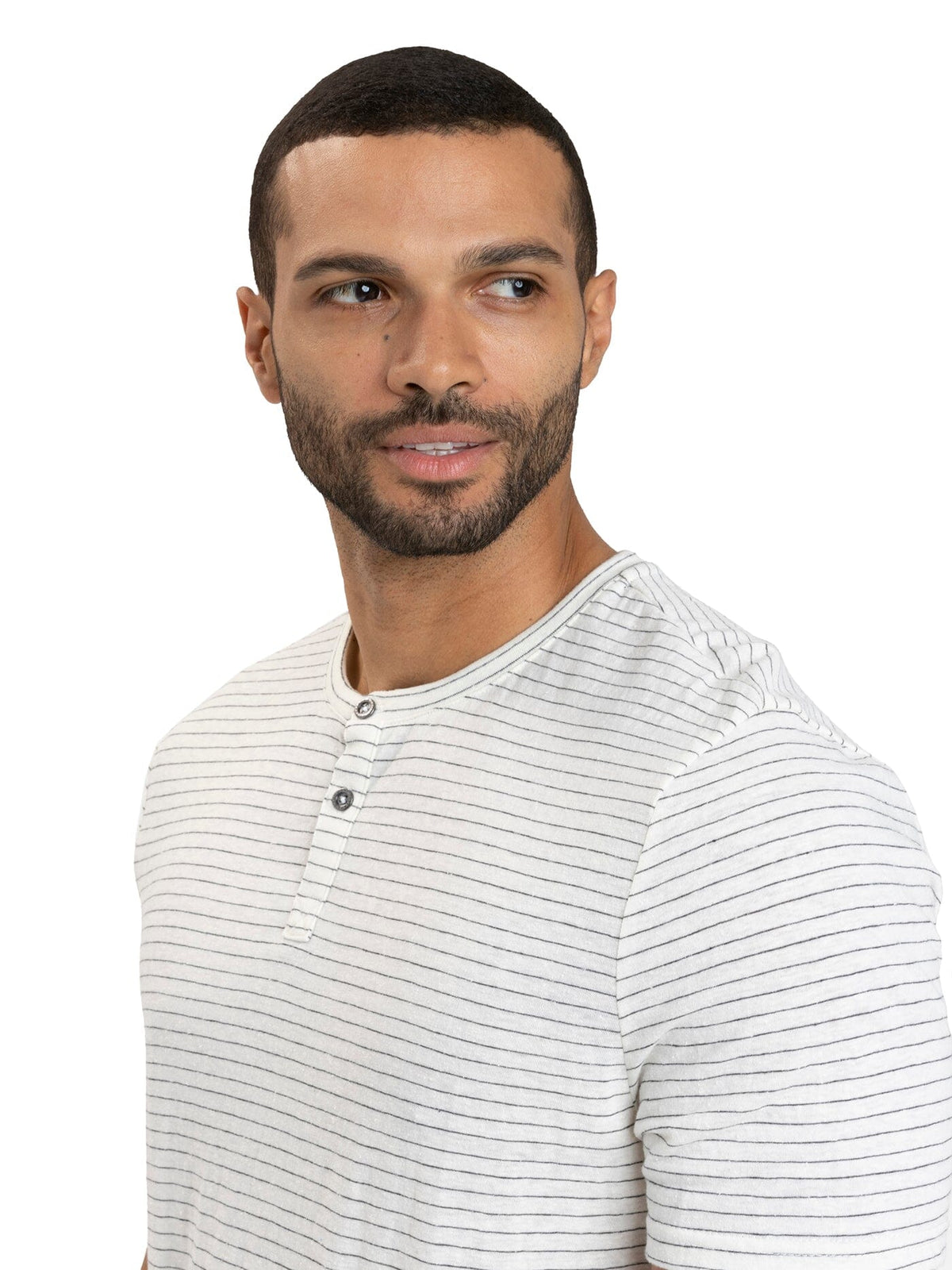 Stripe Triblend Jersey Short Sleeve Henley