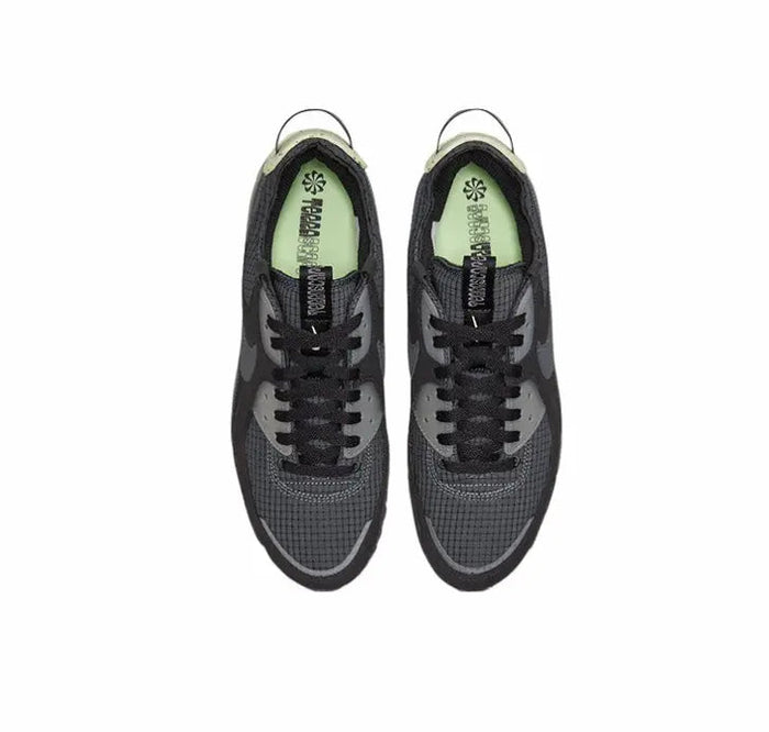 Nike Air Max 90 lace-up, black and dark grey with lime-green lining