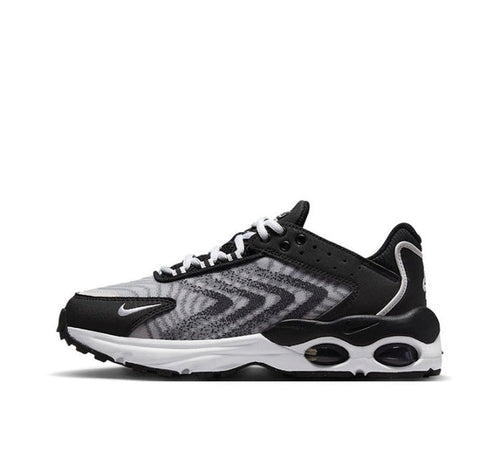 Nike Air Max TW lace-up sneakers in black with gray patterned panel and white midsole
