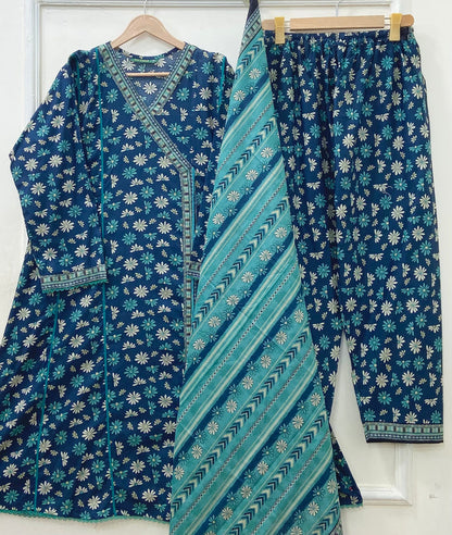Angrakha Frocks | 3PC Binsaeed Lawn D-653