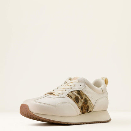 Ariat Womens Ranch Runner Trainers - Bright Cream / Gilded Leopard Hair On
