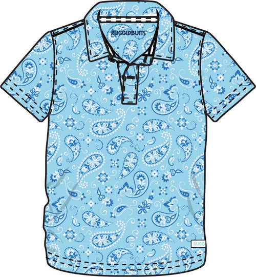 Boys Blue Western Bandana Knit Short Sleeve Performance Polo