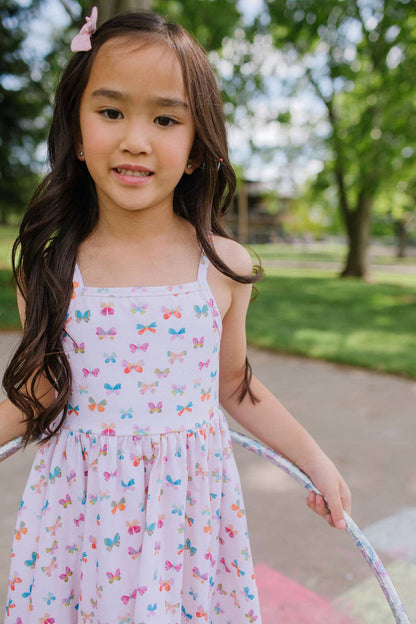 Camila Dress in Butterfly Rainbow | Girls Twirl Dress