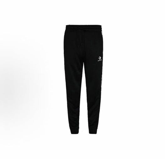 Converse One Star track pants: black tapered legs, white side stripe
