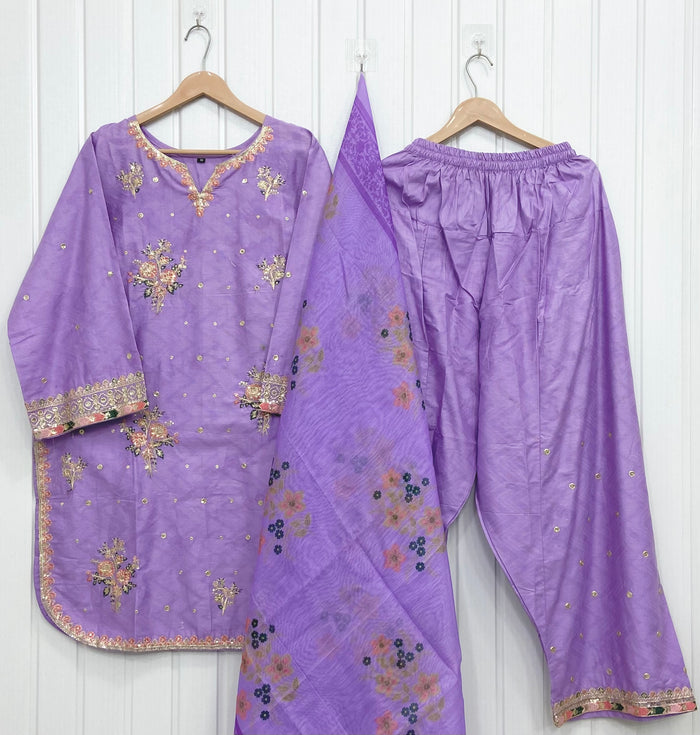 Dual Embroidered | Farshi 3PC D-736