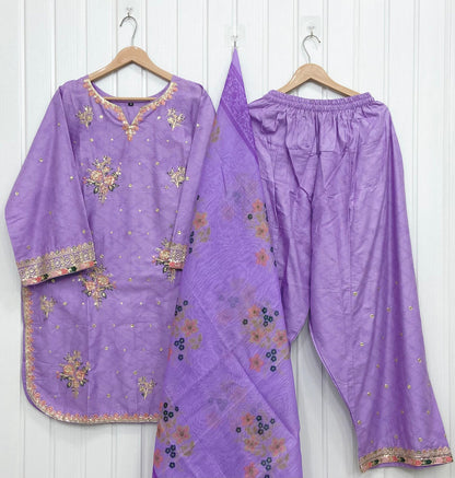 Dual Embroidered | Farshi 3PC D-736