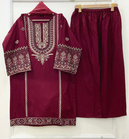 Embroidered | 3PC Cotton Lawn D-667