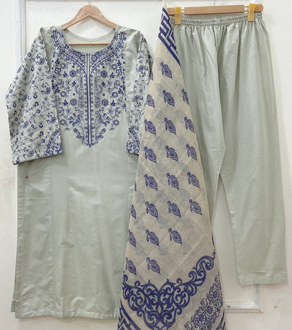 Embroidered Long | 3PC Cotton D-640