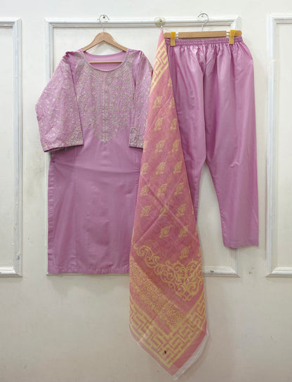 Embroidered Long | 3PC Cotton D-640