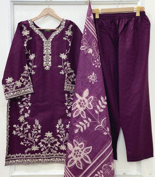 Embroidered Long | 3PC Cotton D-652