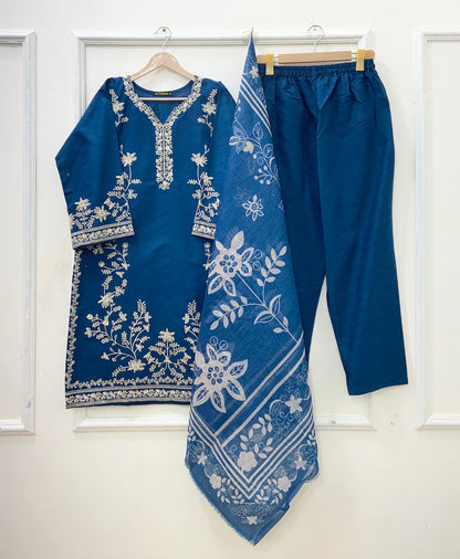 Embroidered Long | 3PC Cotton D-652