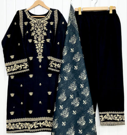 Embroidered | Long 3PC D-850