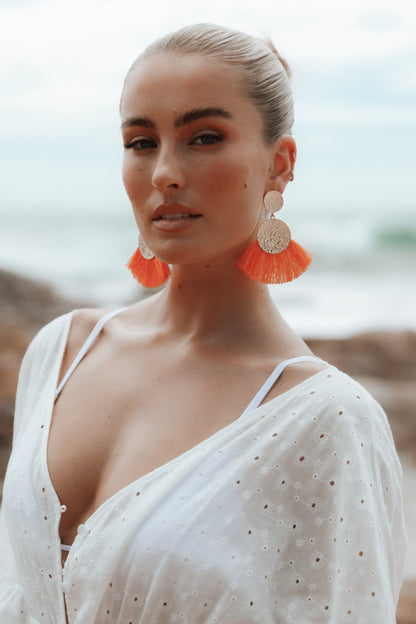 Eloise Tassel Earrings - Gold/Orange