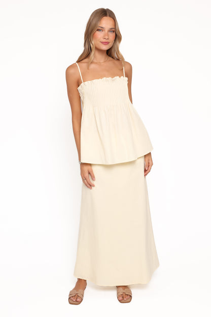 Elena Cotton Maxi Skirt - Butter Yellow